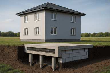 ЖБ сваи для дома из пеноблоков 8×8 м